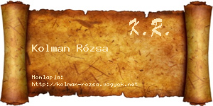 Kolman Rózsa névjegykártya